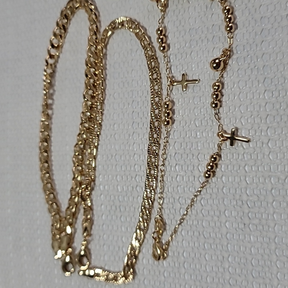 Elegant Goldtone Anklet Set
